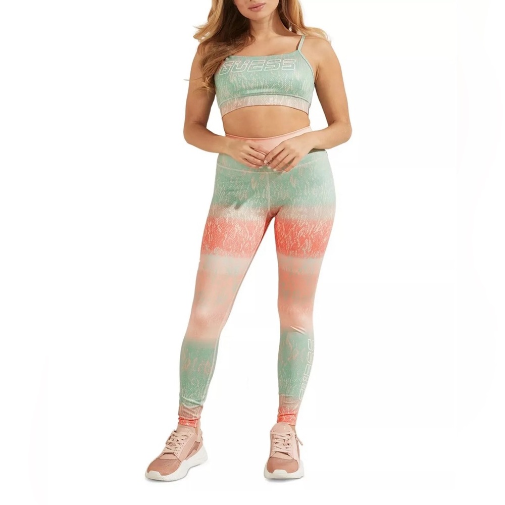 Guess Women's Green Active Corrine 7/8 Leggings Pants Python Print Size XS $69